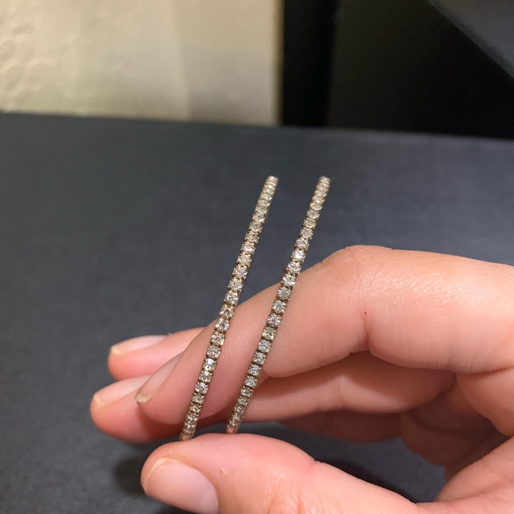 Gold Rhinestone Hoops - Picture 2 of 2